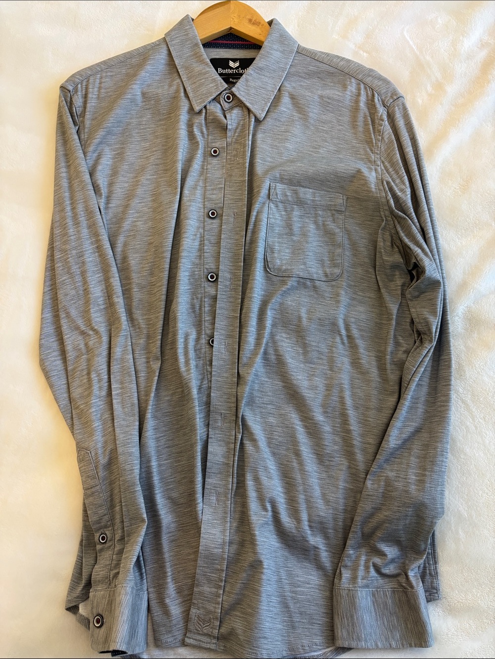 Buttercloth Men's Heather Grey Long-Sleeve Button-Down Shirt